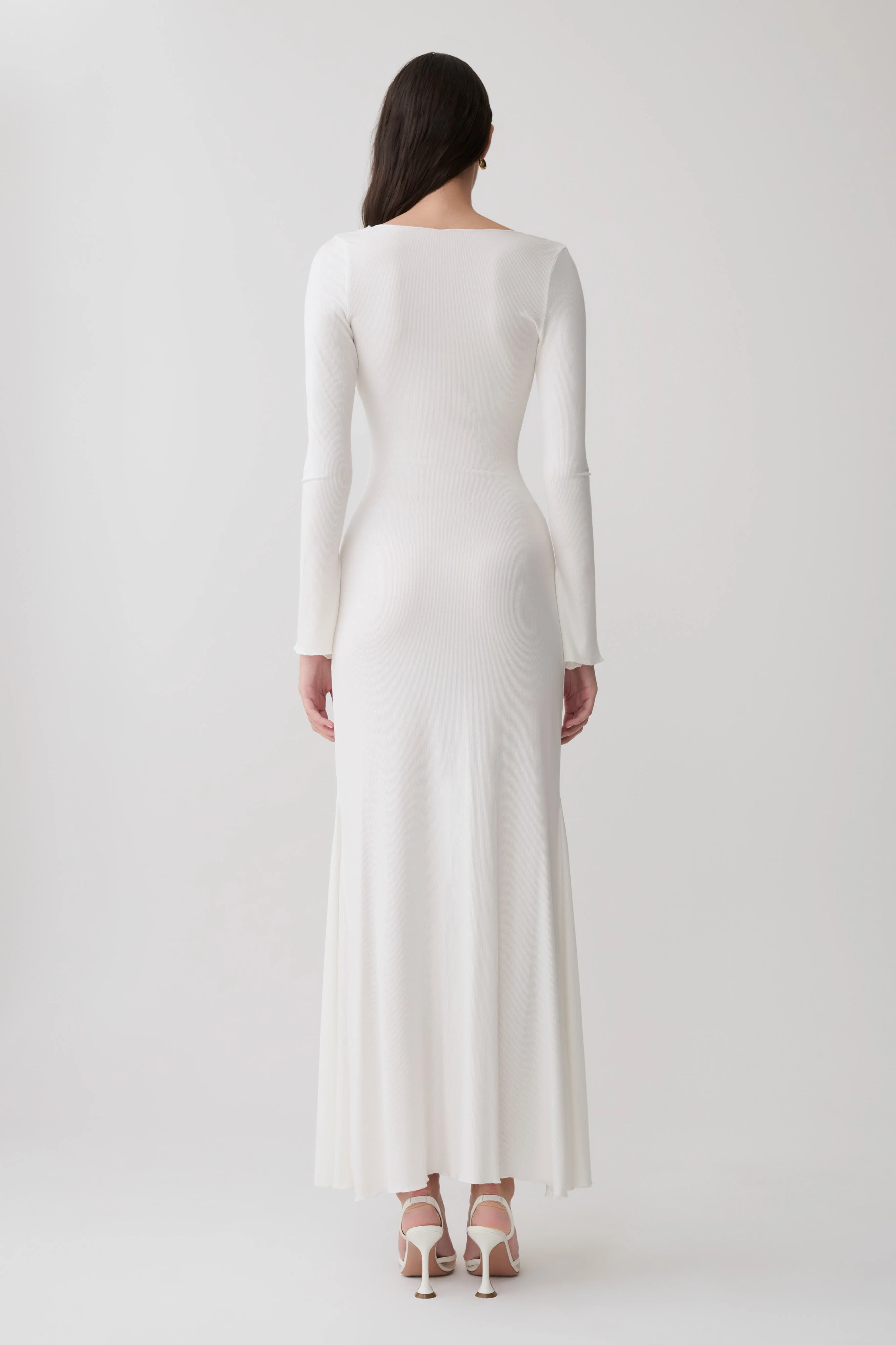 Tanya Buttoned Long Sleeve Maxi Dress - White