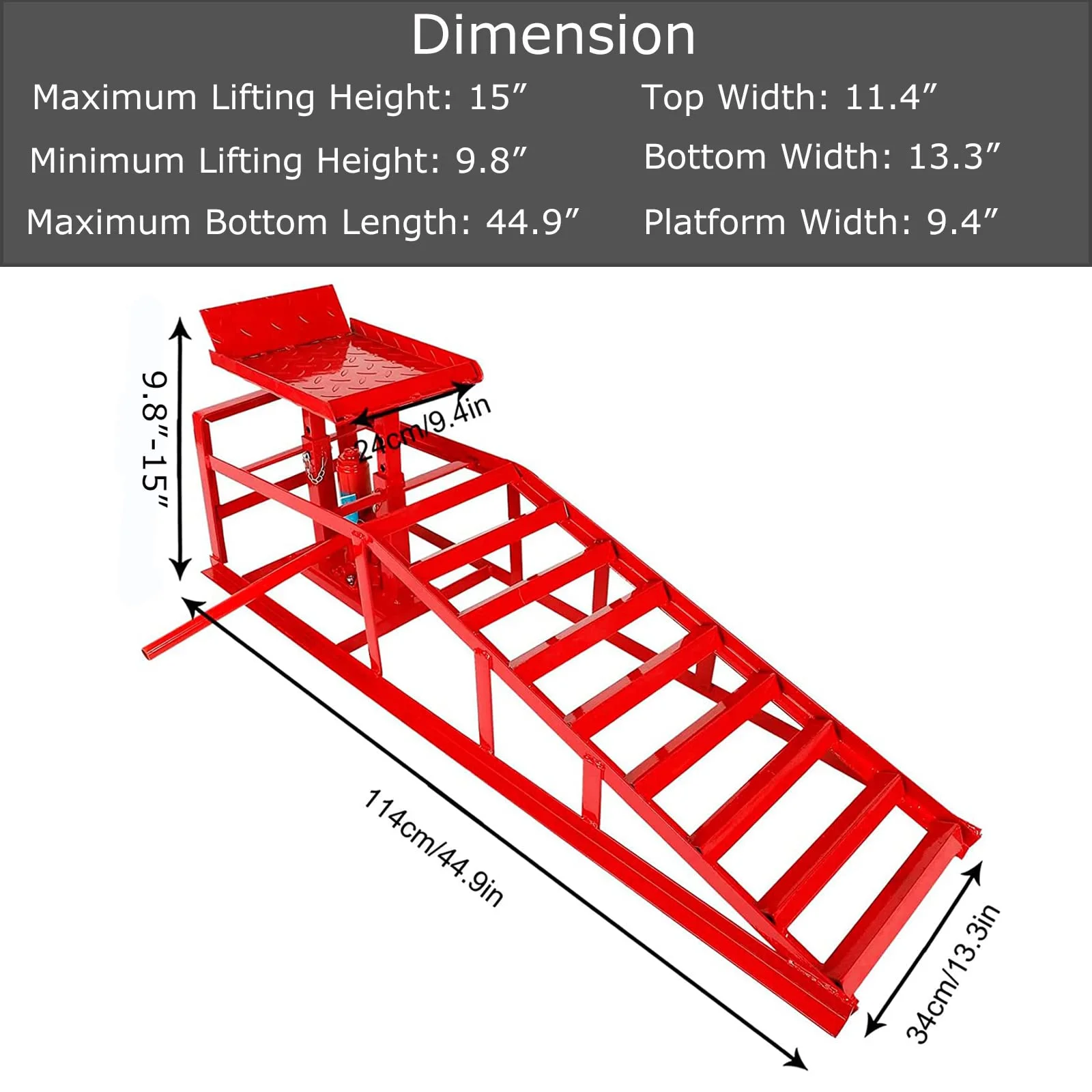 Car Ramps, 2PCS 5T 10000lbs Portable Heavy Duty Hydraulic Car Ramps, Lift Ramp for Truck Vehicle Auto Garage Repair Red(2/Red) Image 6
