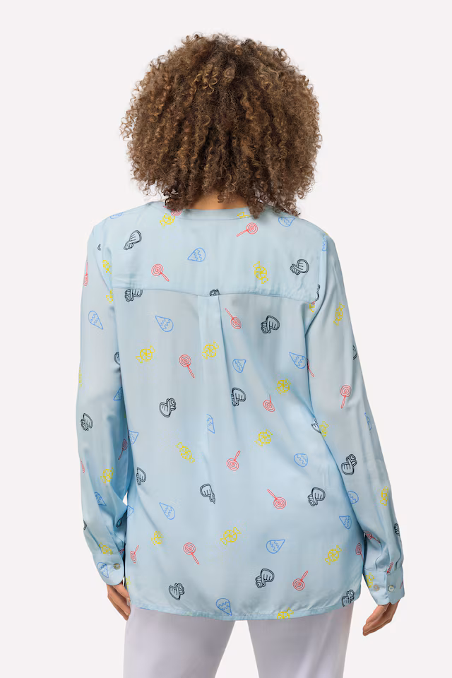 Comic Print Long Sleeve Blouse