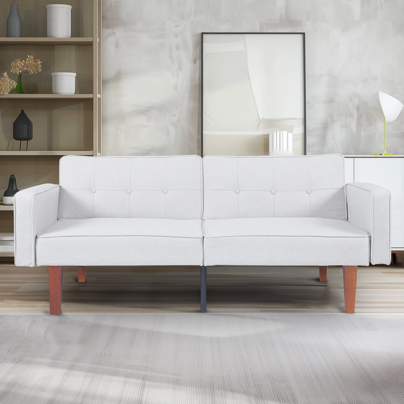 Sofa Bed, Convertible Memory Foam Futon Couch, Adjustable Sleeper Sofa Bed for Living Room, Gray(Gray1) - Image 2