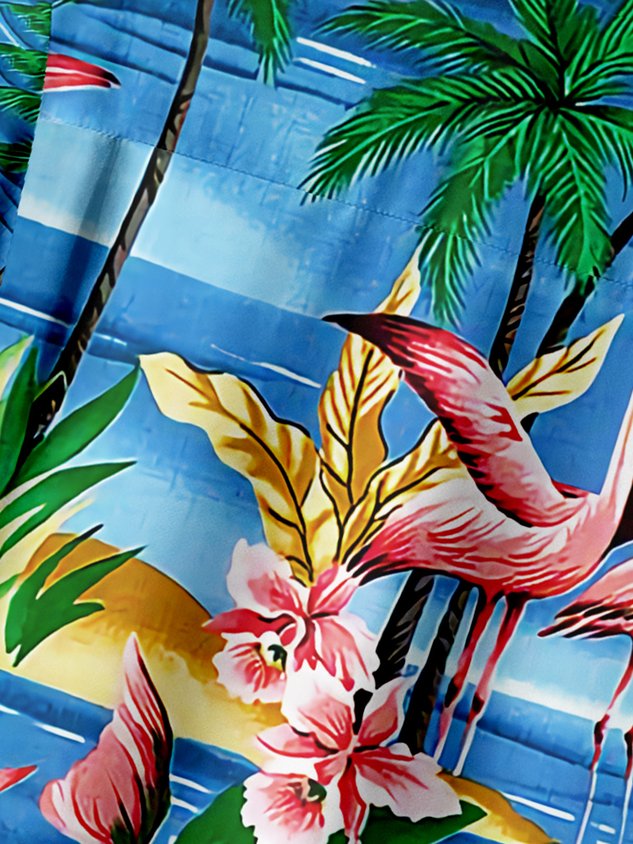 Chemise hawaïenne à manches courtes et poche poitrine Bigfoot Flamingo