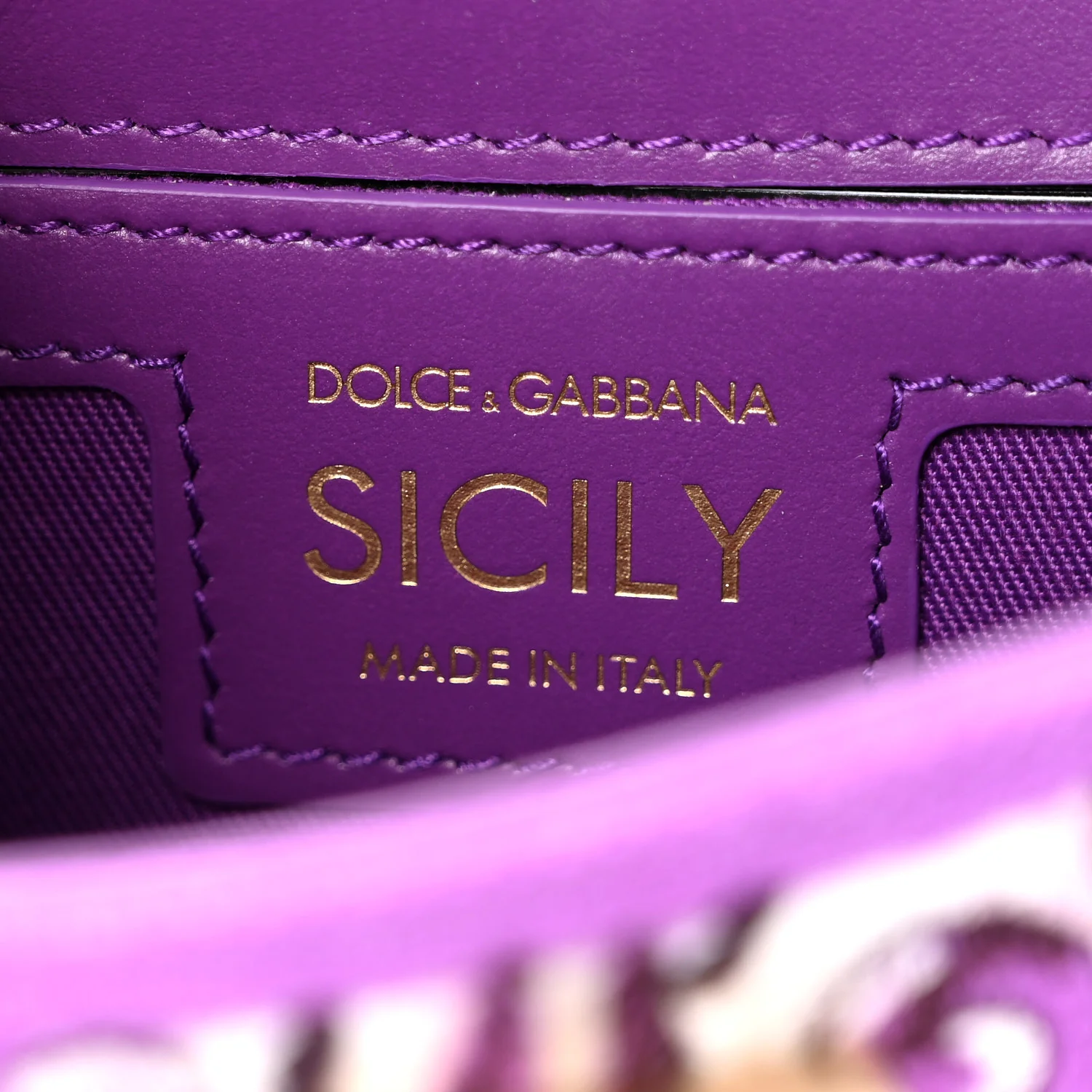 Canvas Embroidery Majolica Small Sicily Handbag Purple