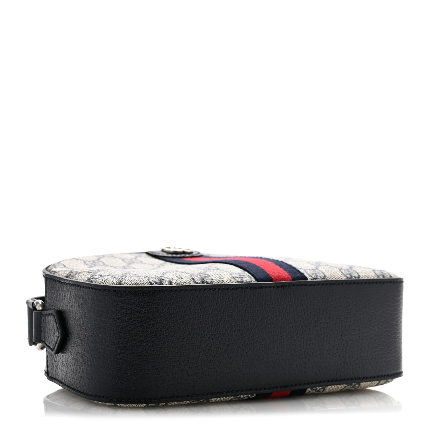GG Supreme Monogram Textured Dollar Calfskin Web Small Ophidia Camera Bag Beige Blue