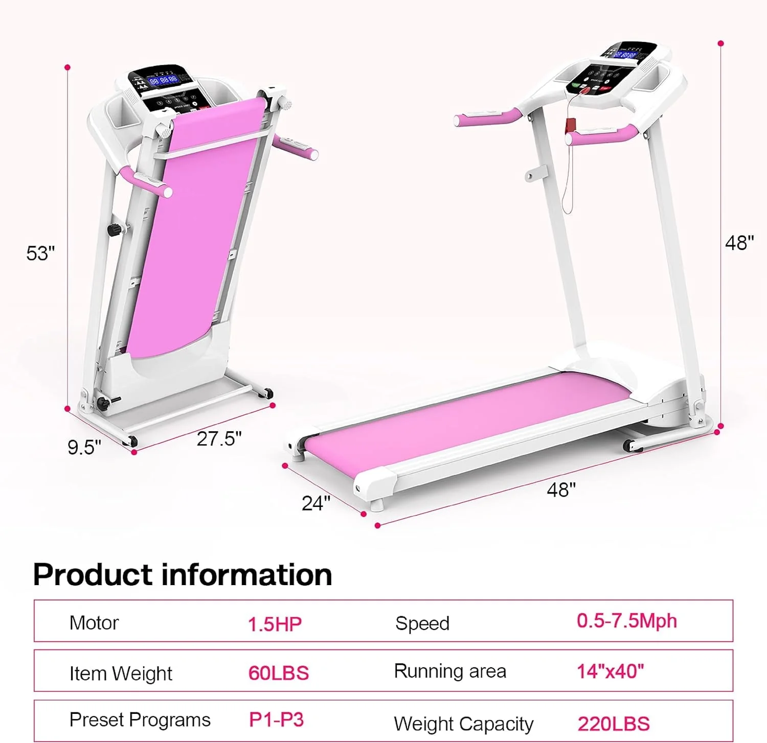Clearance! Folding Treadmill 2.5HP Electric Treadmill with MP3 Speake LED Display Running Walking Jogging for Home Office - Image 2