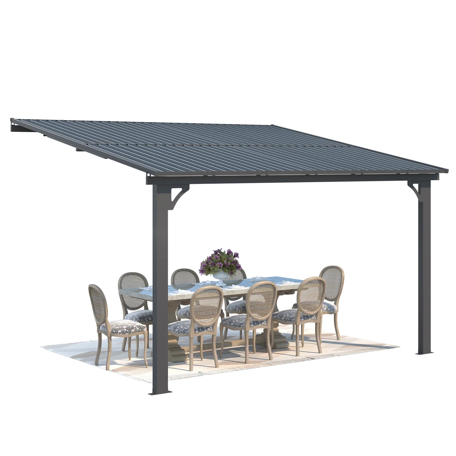 AECOJOY 12x10 Outdoor Hardtop Gazebo Adjustable Height (6.5-9.8Ft) Pergola for Patio