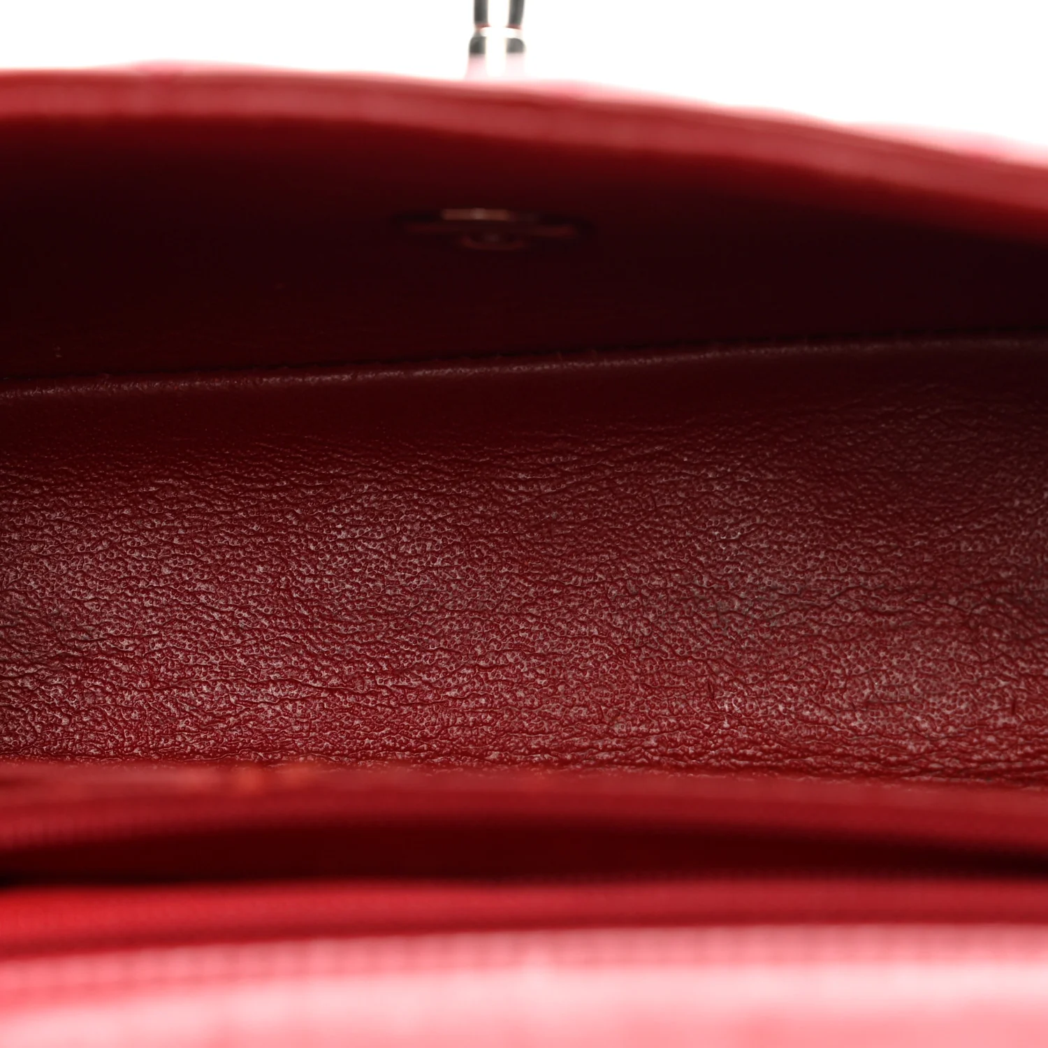 Patent Calfskin Quilted Mini Rectangular Flap Dark Red