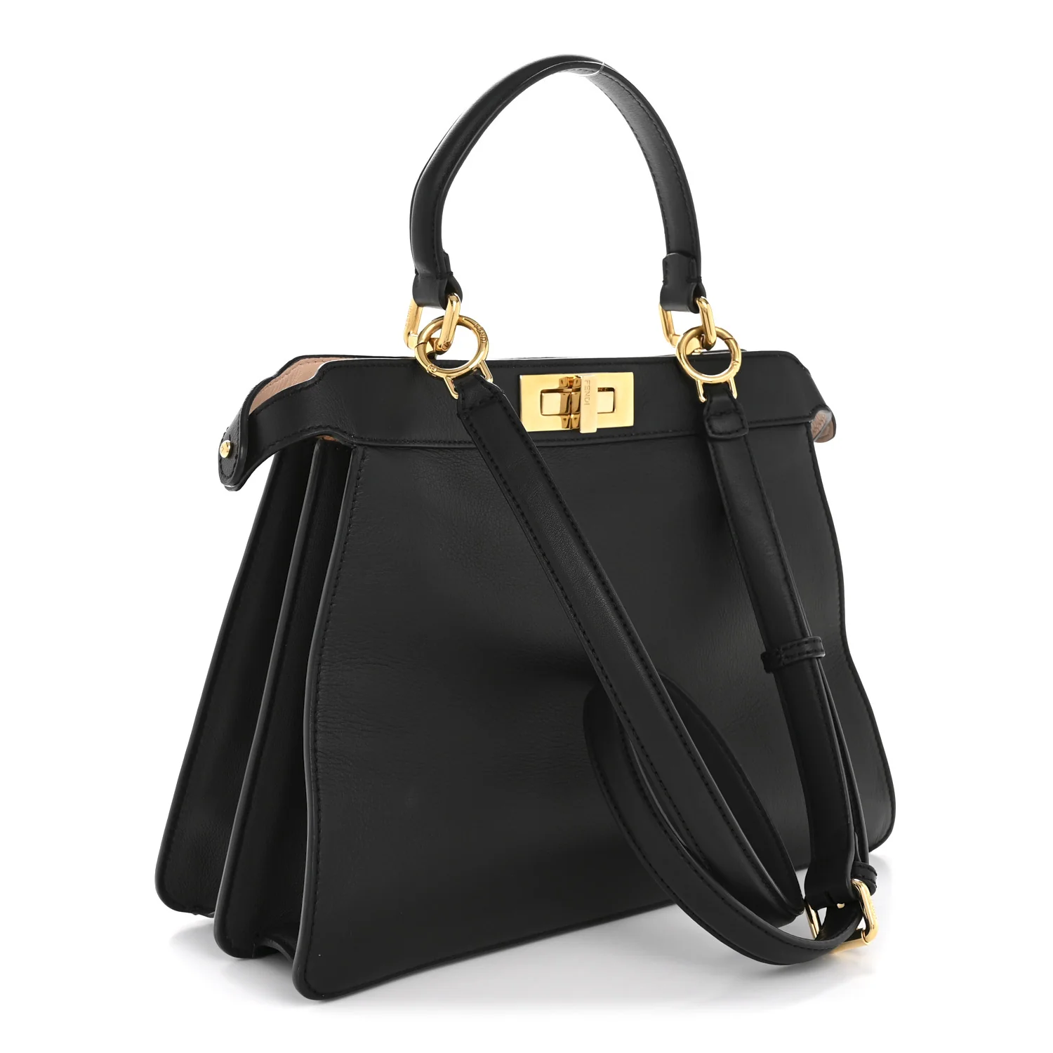 Vitello Seta Shiny Nappa Medium Peekaboo I SEE U Satchel Black Light Rose