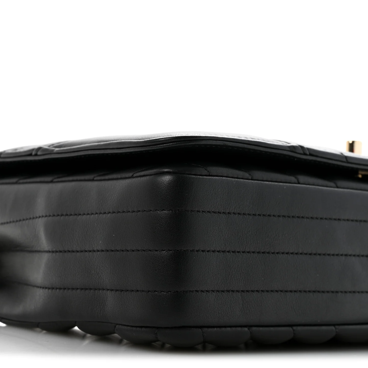 Calfskin Chevron Quilted Large Statement Flap Black