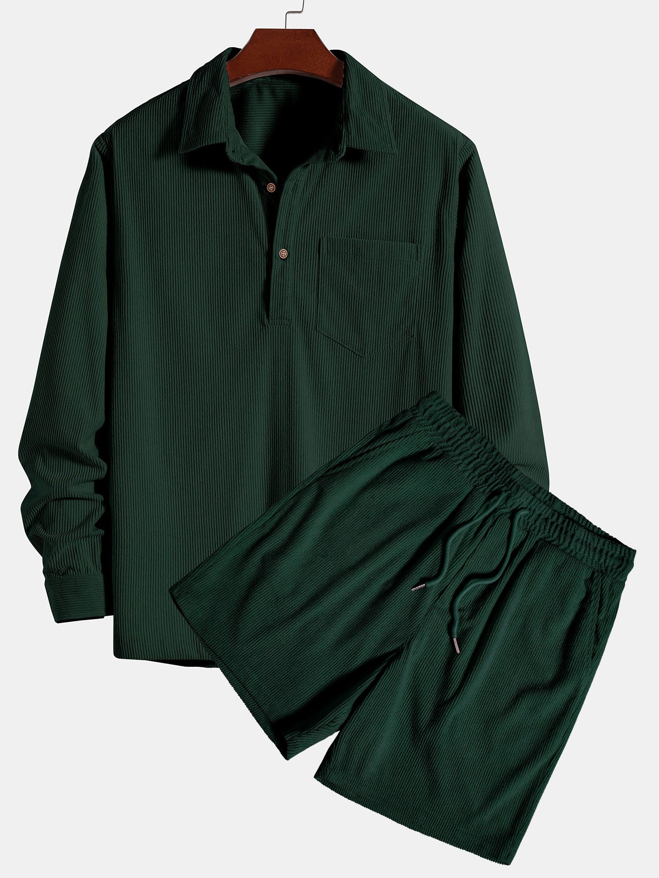 Chemise polo à manches longues en velours côtelé et short