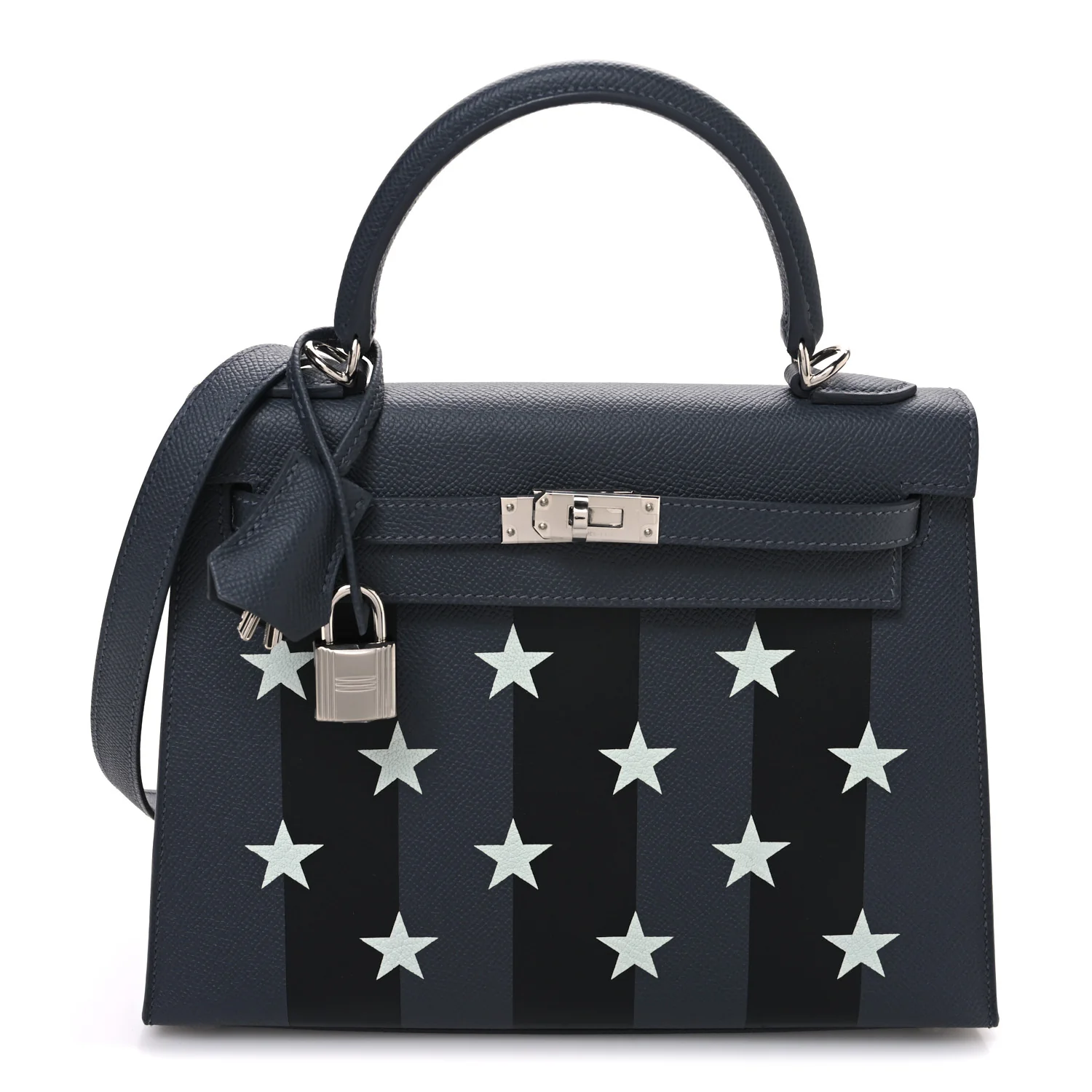 Epsom Tadelakt Chevre Mysore Casaque Etoilee Kelly Sellier 25 Ardoise Black Vert Peppermint