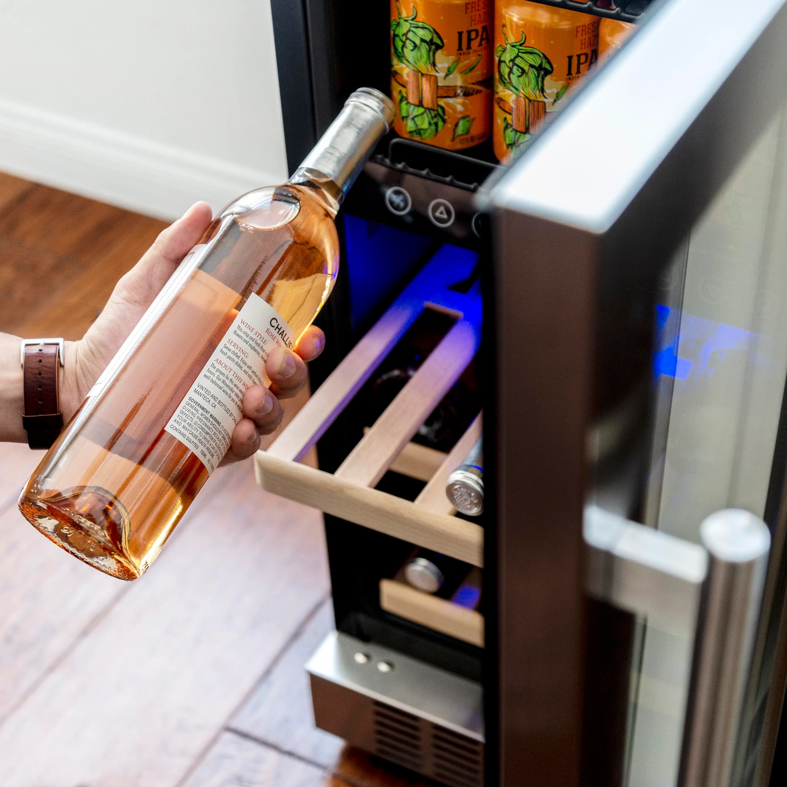 Newair 48-Can, 9-Bottle Built-in Dual Zone Beverage Fridge - 15