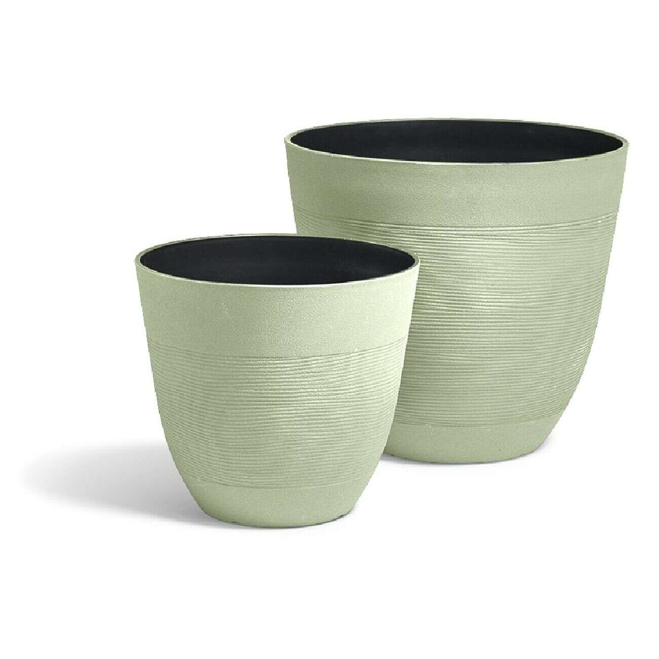 Cache pot grand modèle effet strié vert 30L Ø40xH36cm