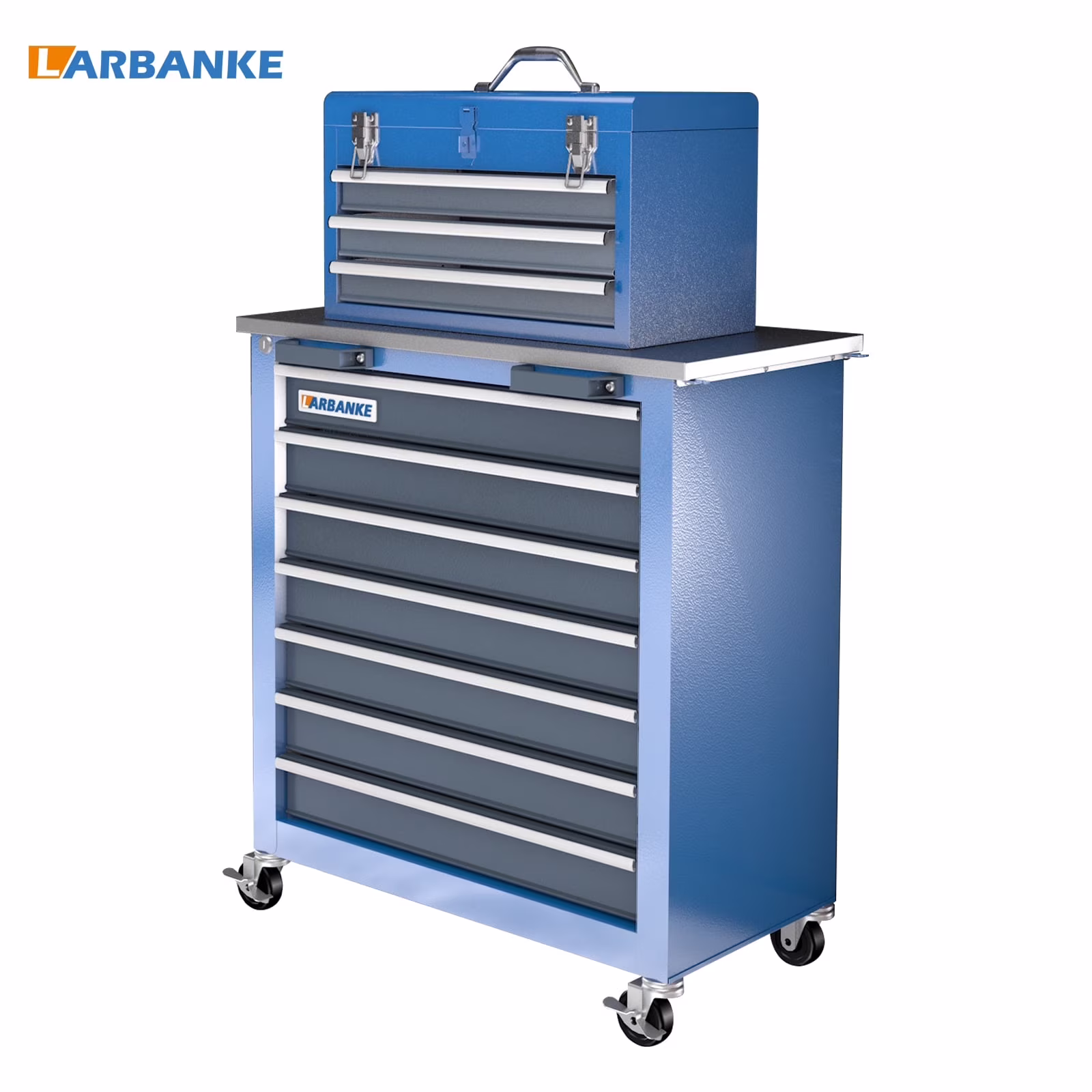 10-Drawers Rolling Tool Chest Toolbox:3-Drawer Tool Box with Openable Top and 7-Drawer Tool Chest Toolbox,Stackable Tool Cabinet:  for Garages,Warehouses, Repair Stores and Homes