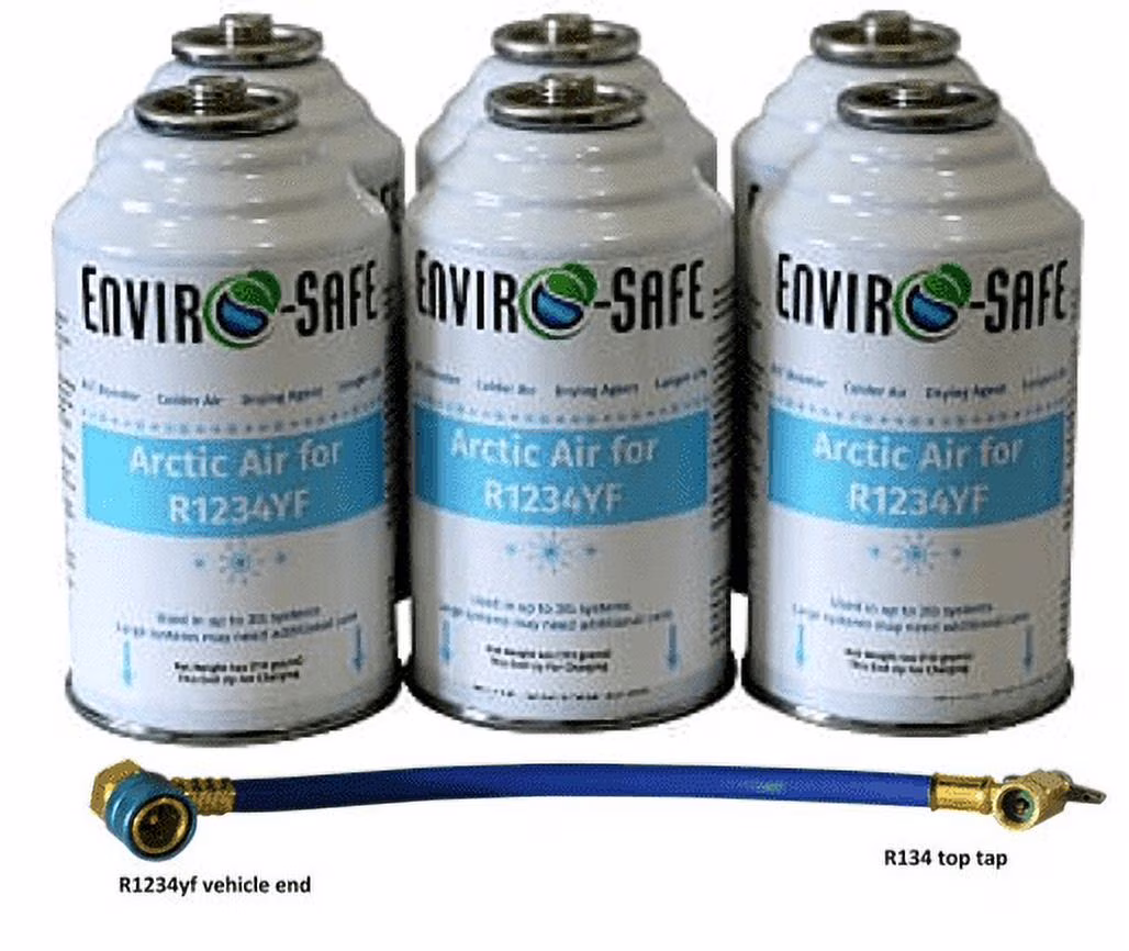 Arctic Air for R1234yf for Automotive Air Conditioning Systems, 6 Cans and Brass Hose, R - 1234yf, R1234