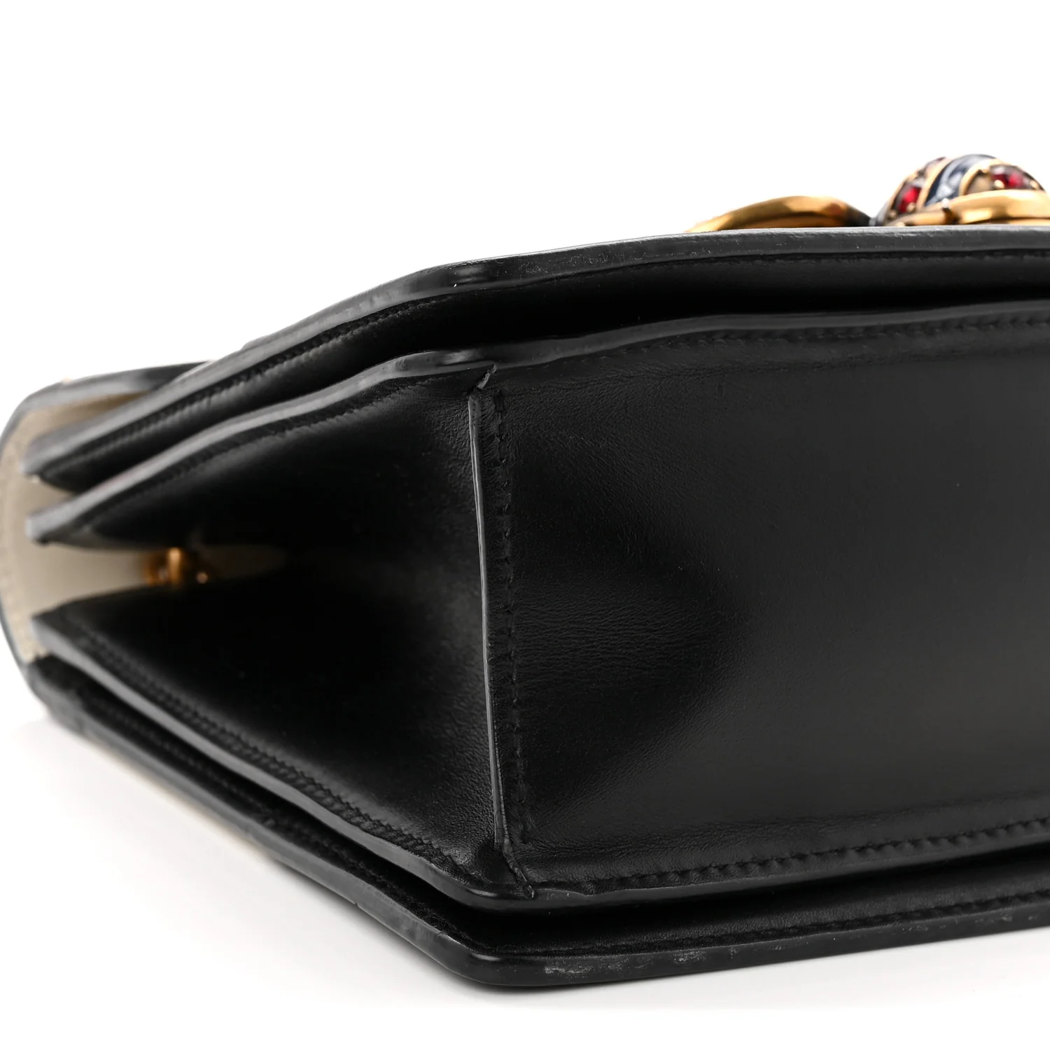 Calfskin Sylvie Web Small Queen Margaret Top Handle Bag Black White