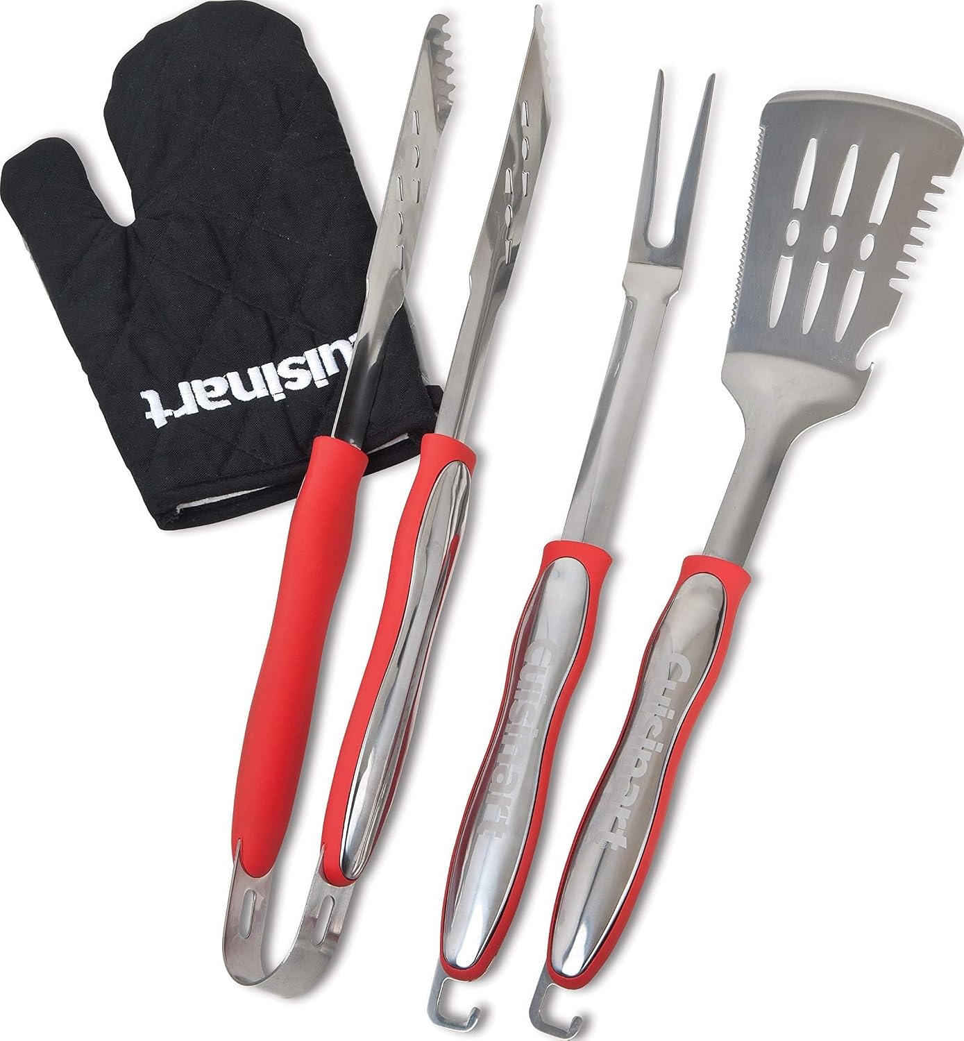 Cuisinart 3-Piece Stainless Steel BBQ Grilling Tool Set with Grill Glove – Outdoor Grill Accessories, Perfect Grilling Gift for Men, Dads & Grill Masters, CGS-134