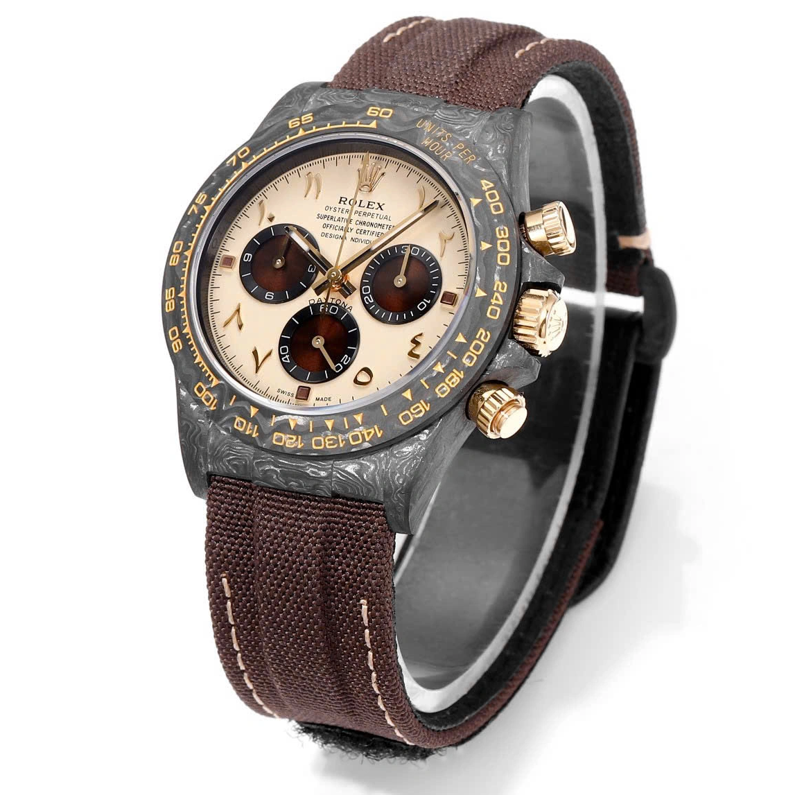 [Super Clone]Rolex Daytona DIW Carbon “DESERT EAGLE ARABIC” 40mm Replica 1:1 – Top Quality Version