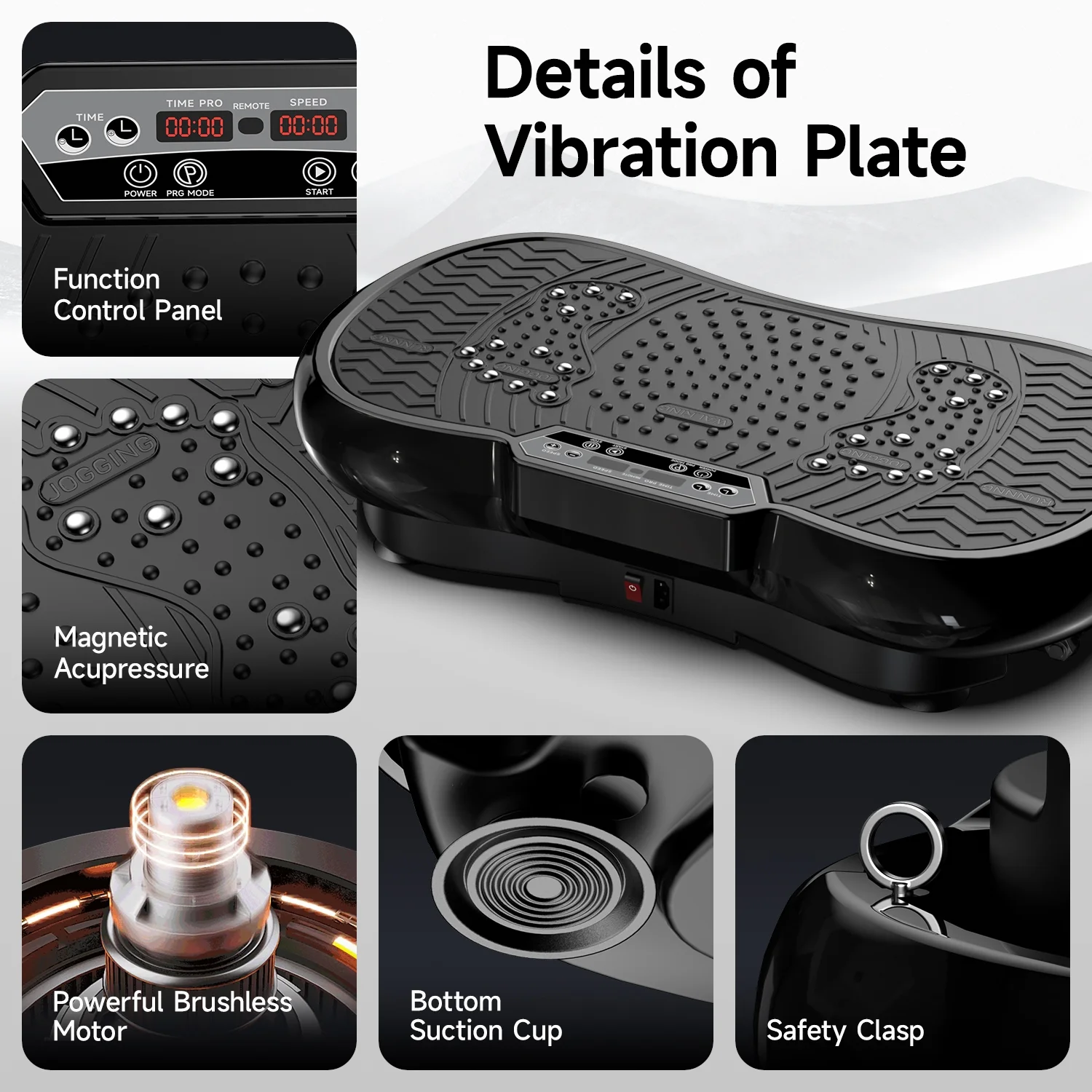 Full Body Vibration Plate Exercise Machine for Lymphatic Drainage, Muscle Toner with Bluetooth Massage Pedals, Workout Vibration Platform for Home Fitness 400lbs(Black) - Image 7