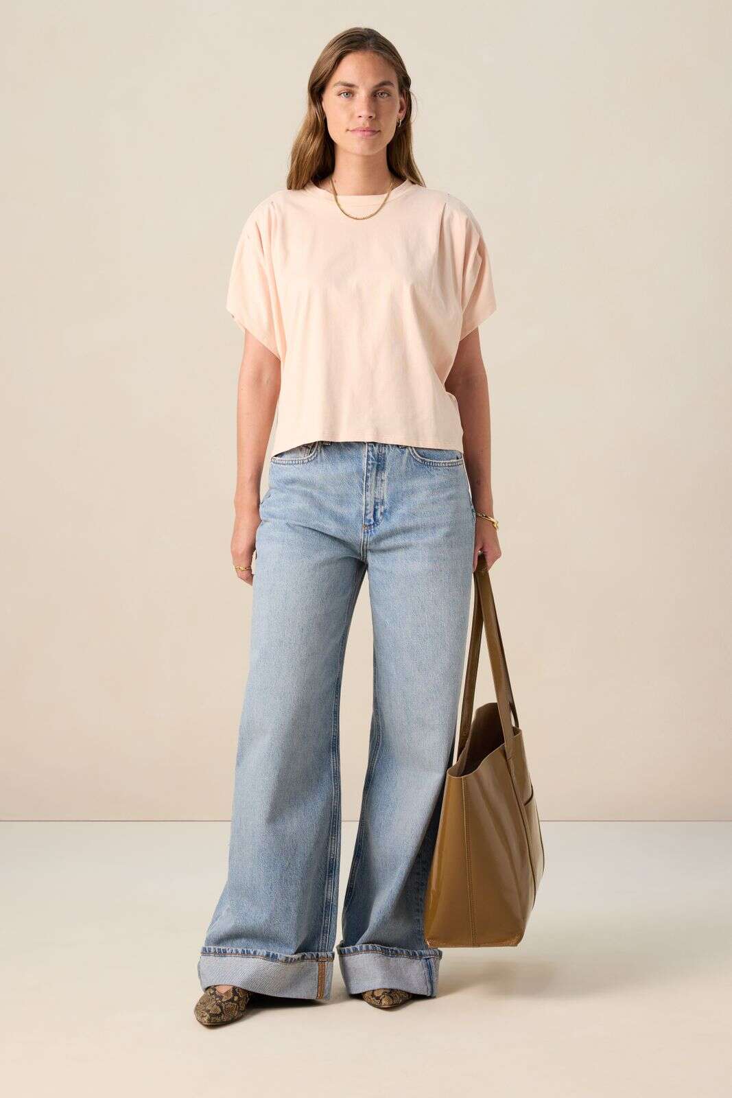 Lichtroze boxy T-shirt