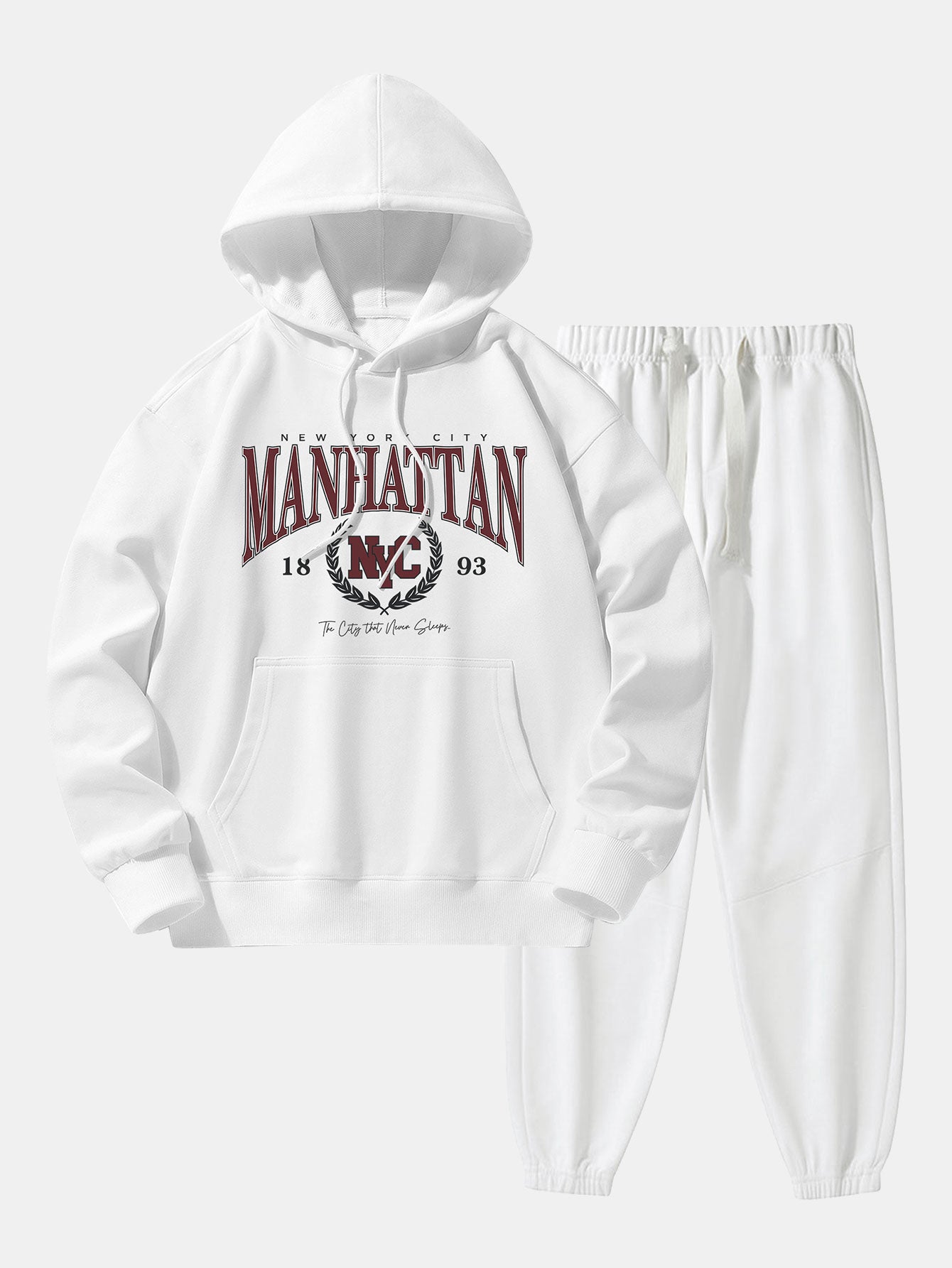 Ensemble sweat à capuche et pantalon de jogging Manhattan Varsity Print en coton mélangé