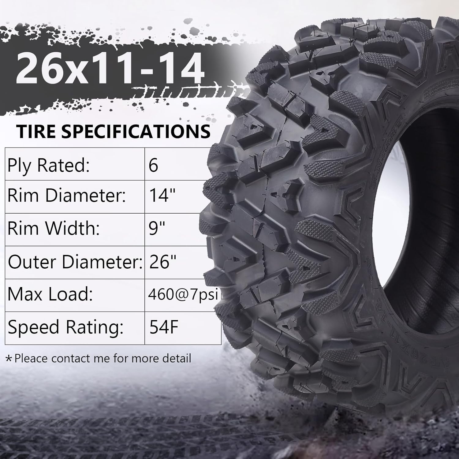 Pneus VTT 26x12x12, lot de 2 pneus VTT 26x12-12 6PR, pneus tout-terrain VTT/SSV, ​​noirs