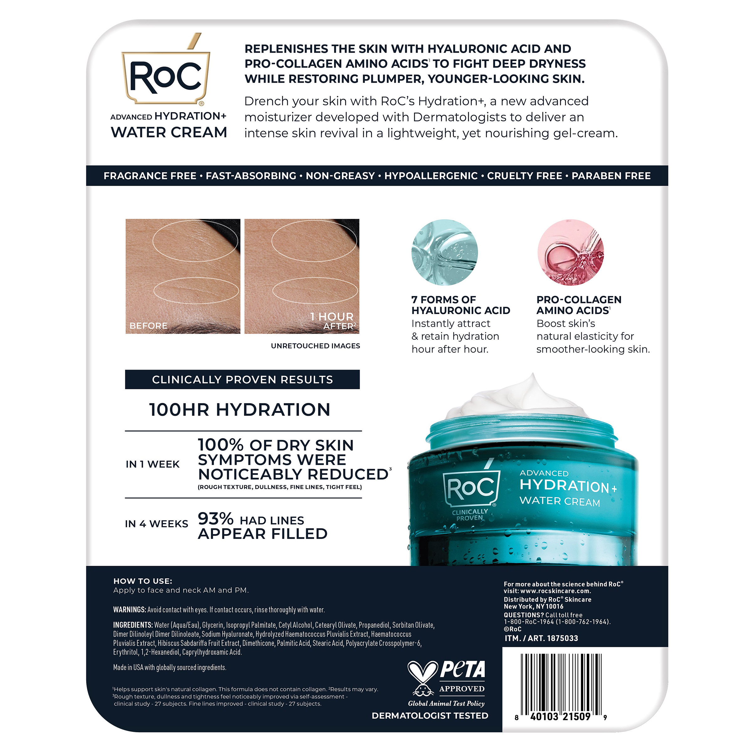 ROC Advanced Hydration + Water Cream, 1.7 oz, 2 - Pack