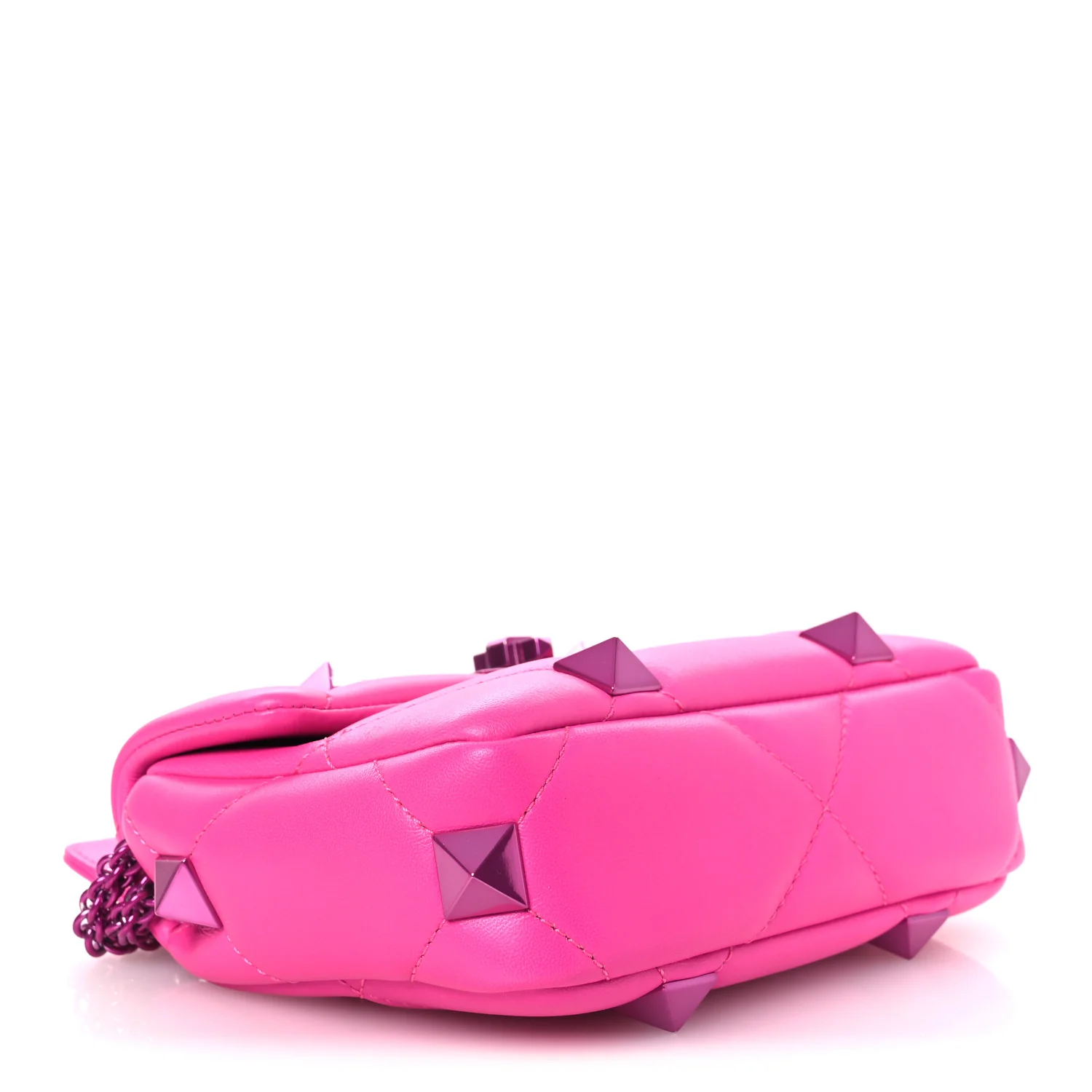 Nappa Lacquer Monochrome Small Roman Stud Shoulder Bag Pink PP