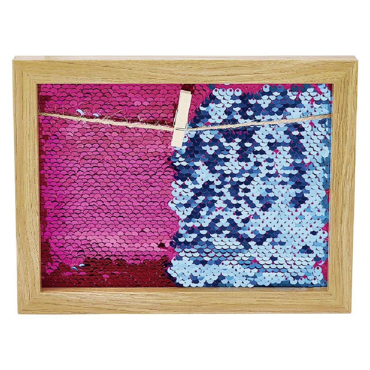 Cadre photo à pince et fond sequins 17x22cm