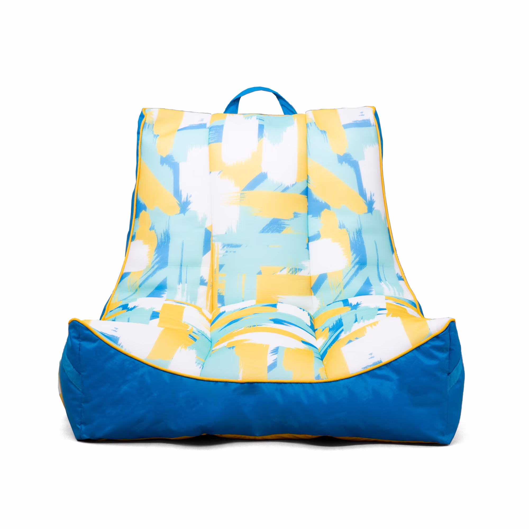 Big Joe Captain's Float No Inflation Needed Pool Lounger with Drink Holder, Tropical Hibiscus Aqua Double Sided Mesh, Quick Draining Fabric, 3 feet