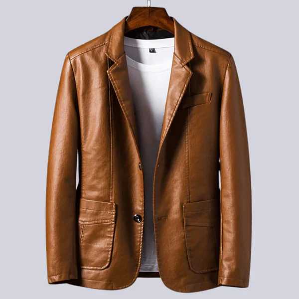 Veste en cuir léger pour homme avec doublure en coton