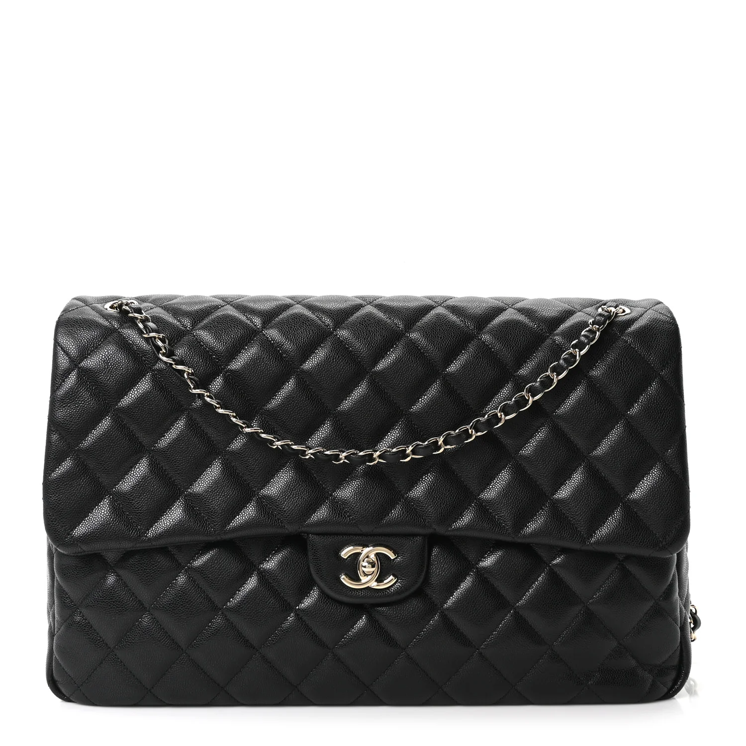 Caviar Quilted XXL Travel Flap Bag Black