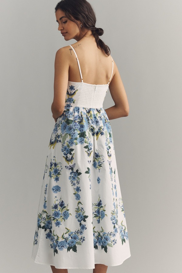 Bare Scallop Printed Midi Dress