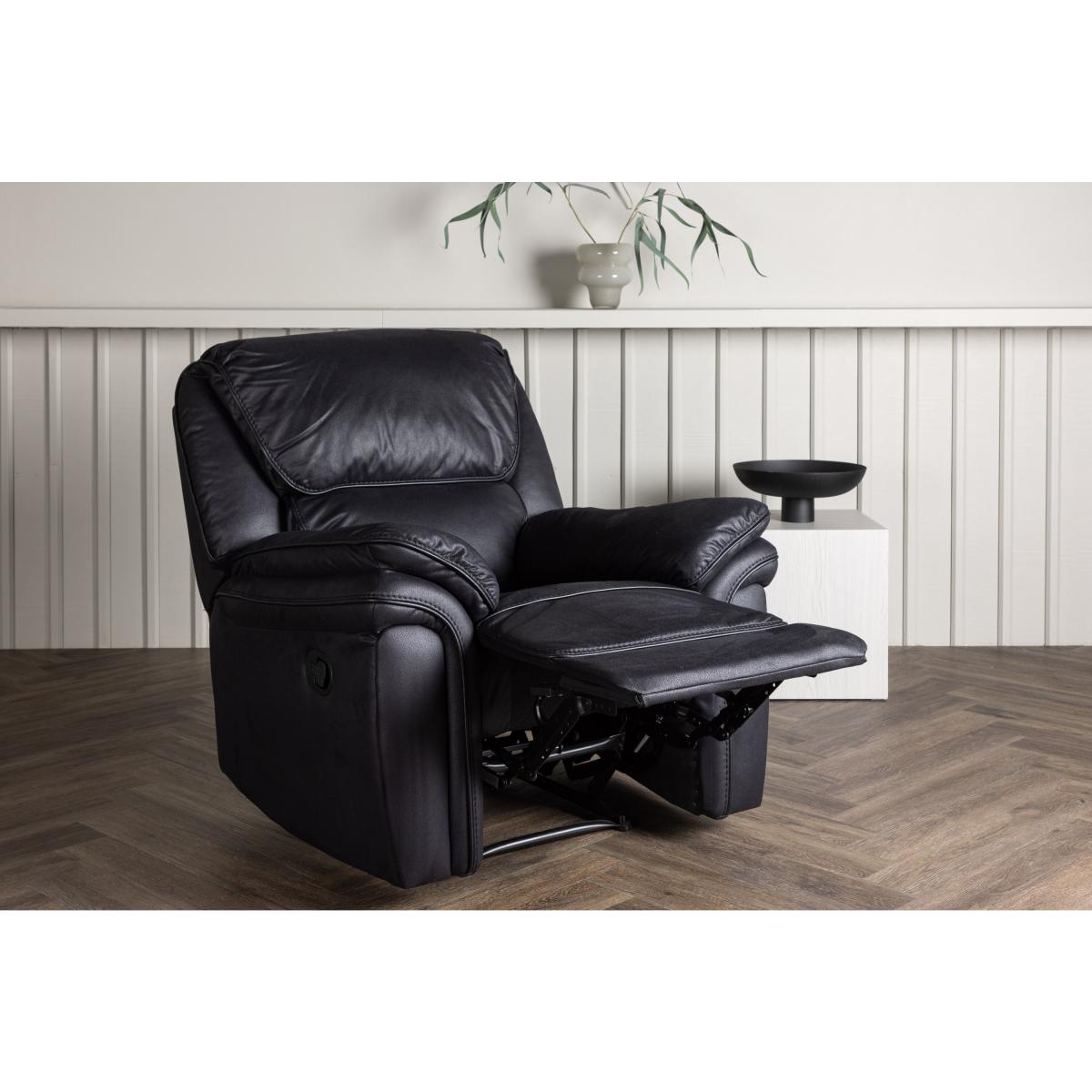 Svea - Kazo verstelbare fauteuil - lederlook - zwart
