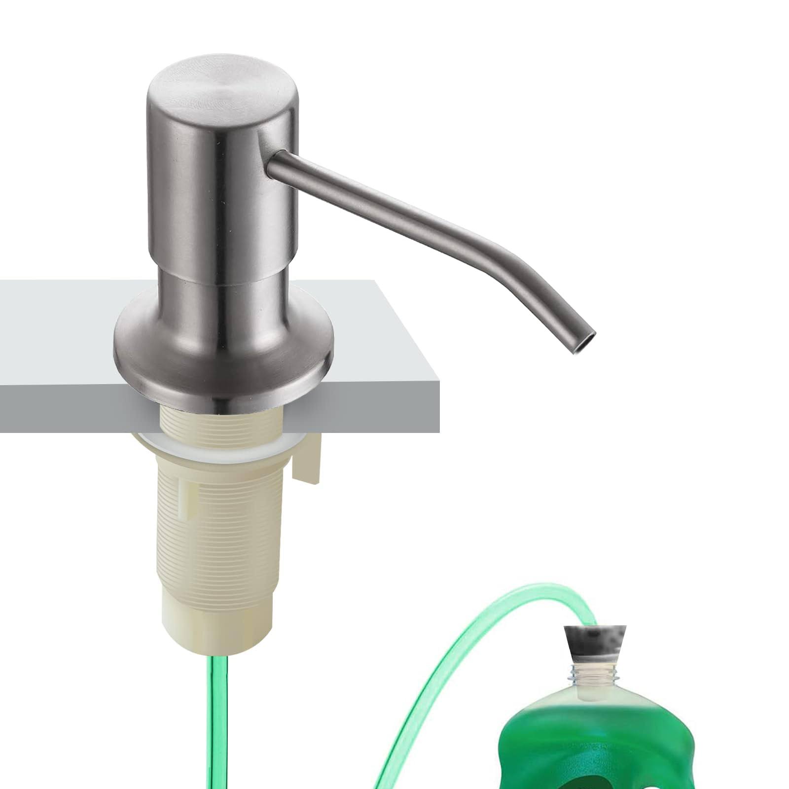 Diafline Soap Dispenser for Kitchen Sink, Built in Sink Soap Dispenser (Brushed Nickel), Countertop Soap Dispenser Pump with 47