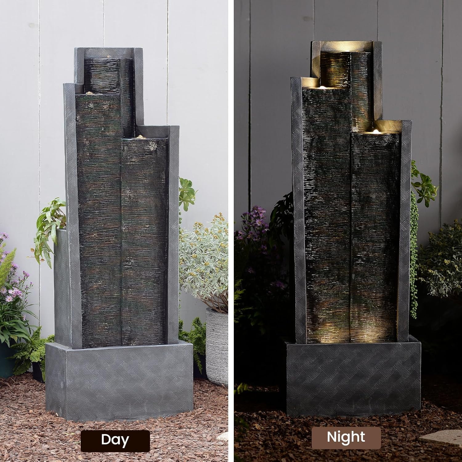 Outdoor Modern Waterfall Fountain Water Fall Fountains with LED Lights for Garden, Patio, Backyard, Deck, Porch and Home Decor - Image 6