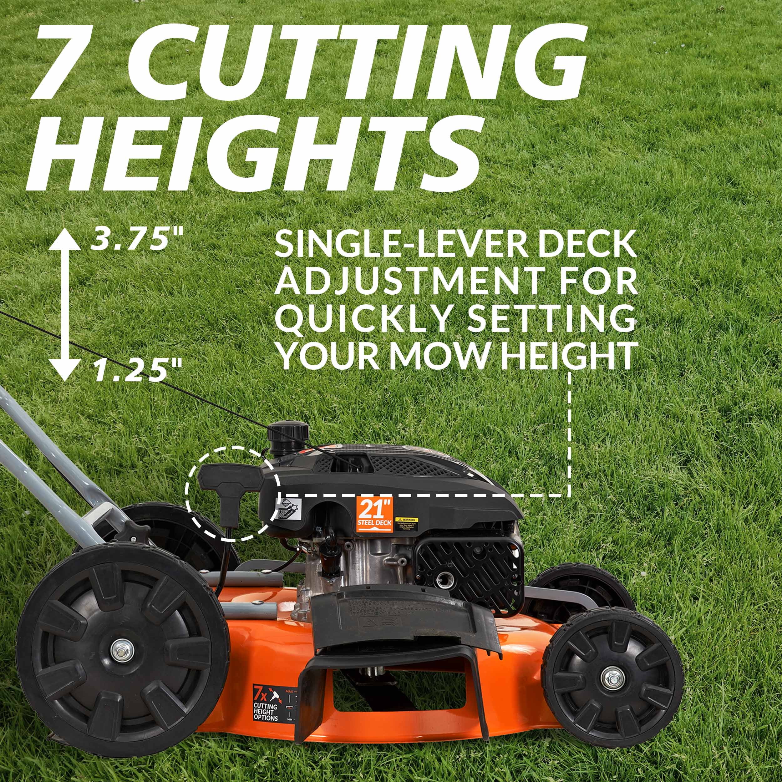 21 in. 170cc 2-in-1 Gas Walk Behind Push Lawn Mower with High Rear Wheels - Image 8