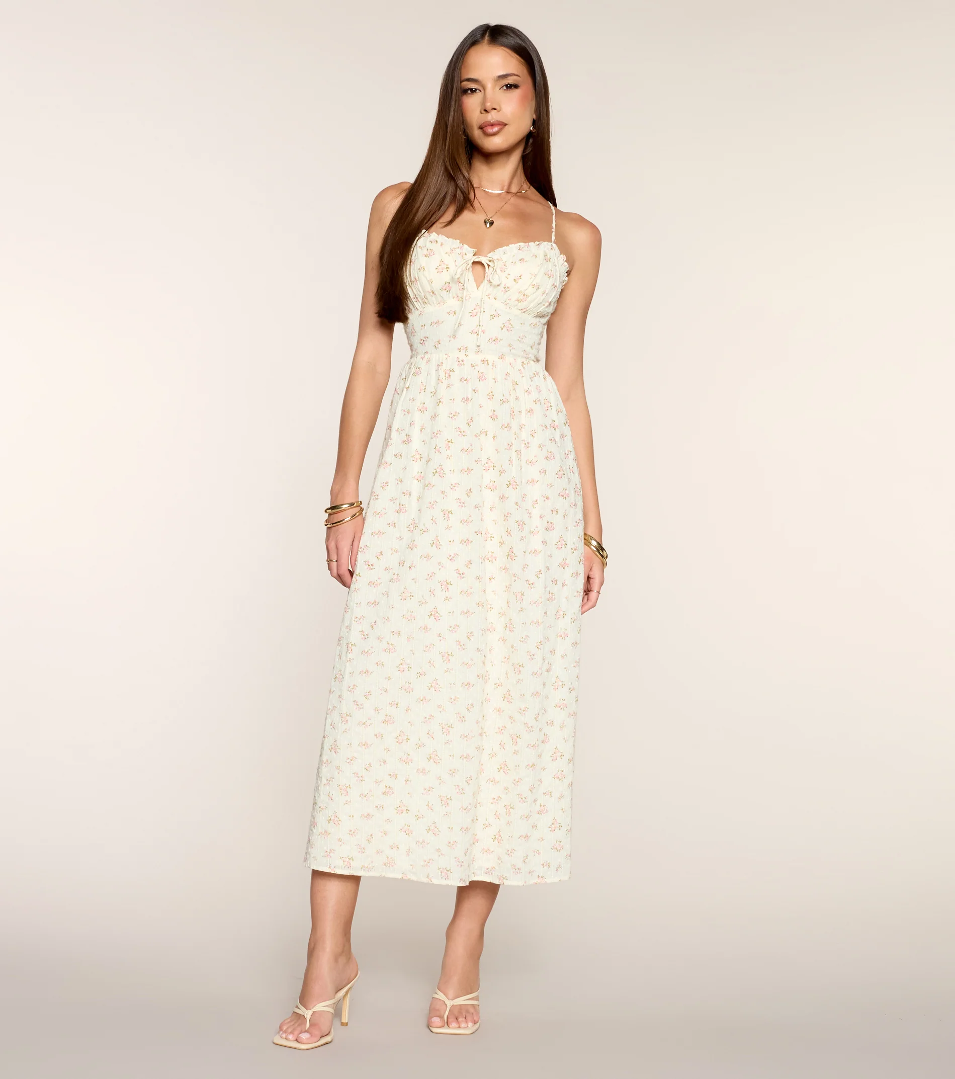 Pretty Breeze Floral Strappy Midi Dress