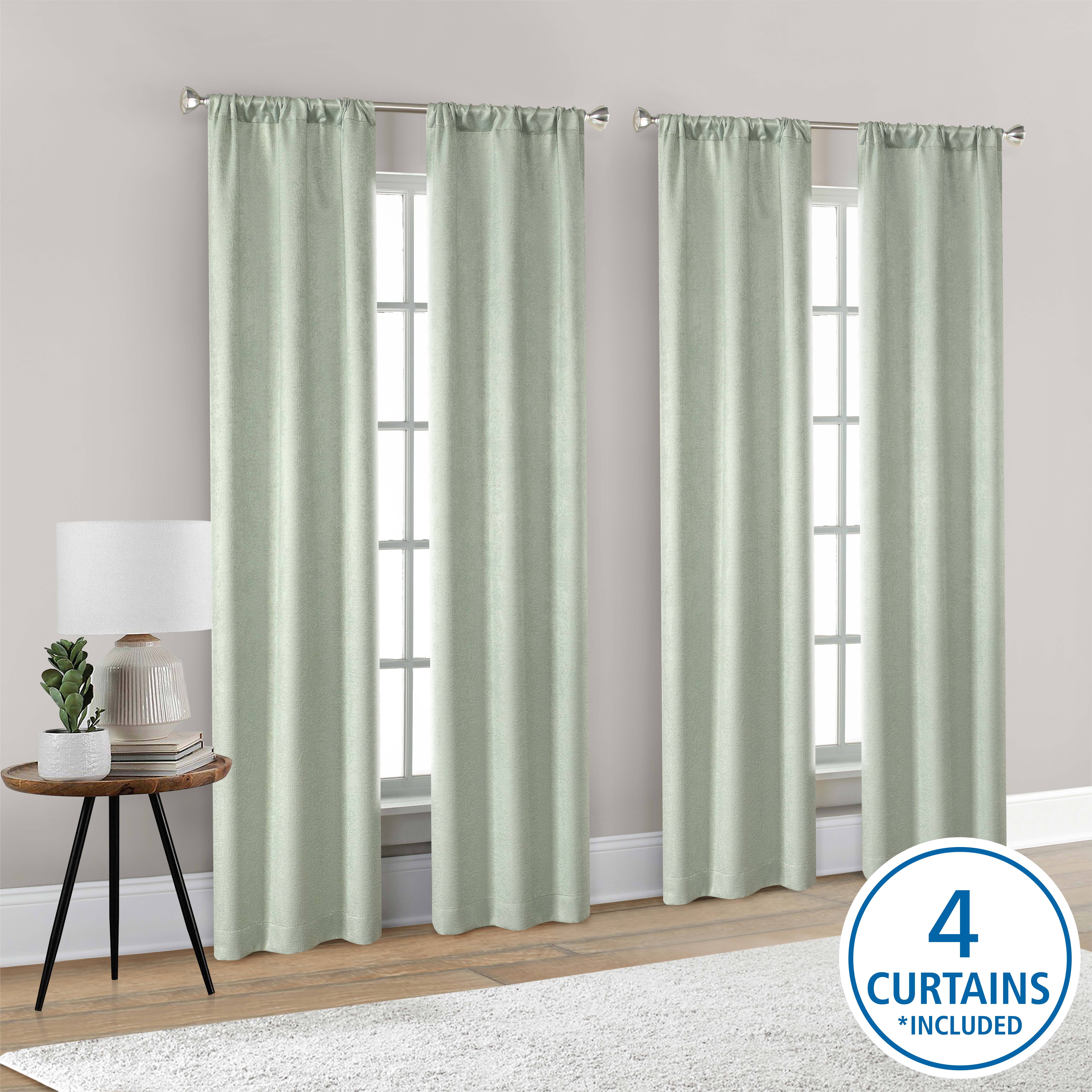 Mainstays 4 of A Kind Blackout Curtain Panel Set - Green Polyester - 27.5 x 84 in