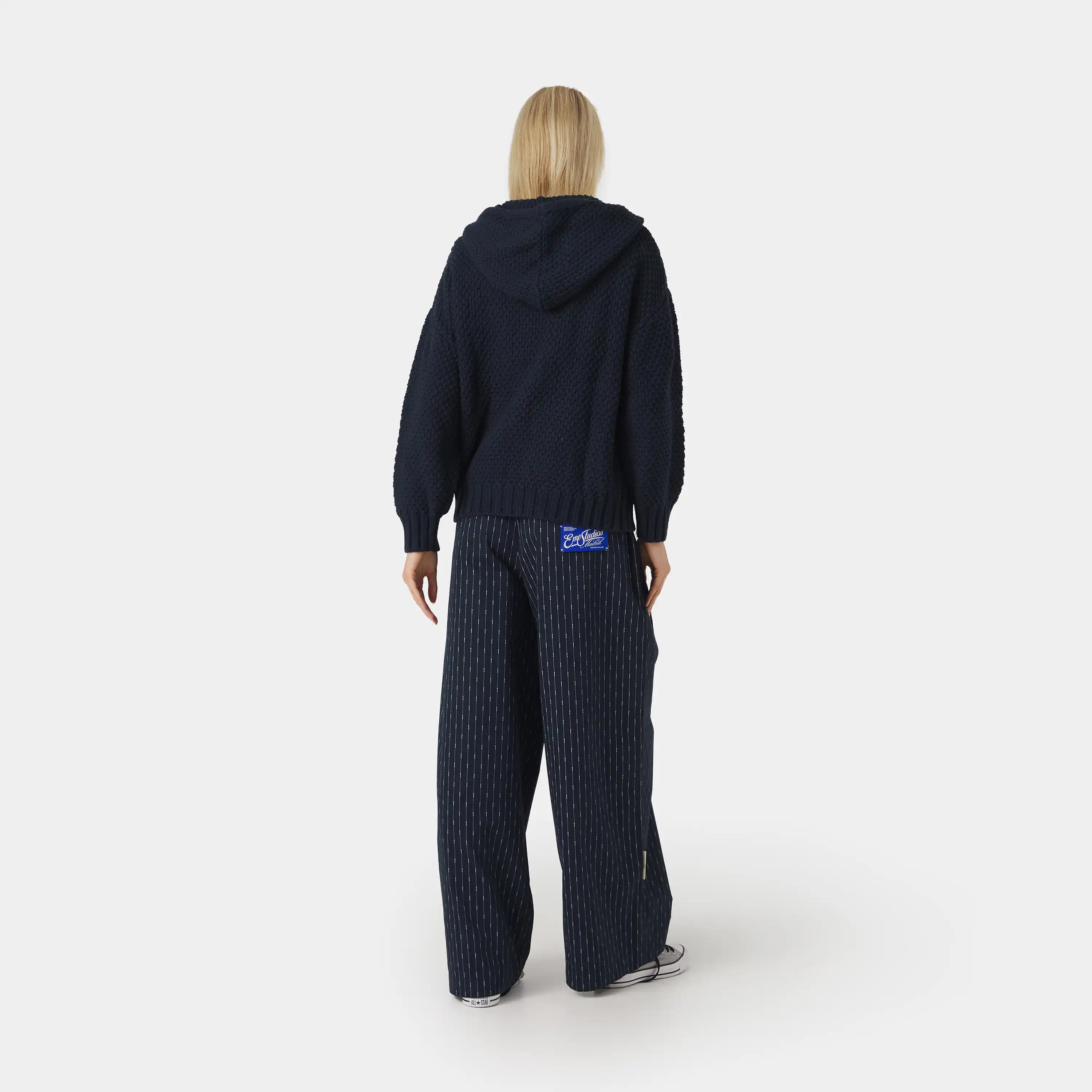 Pidgey Navy Knitted Oversized Hoodie