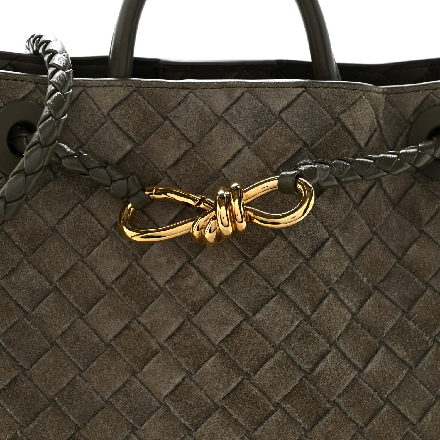 Suede Intrecciato Small Andiamo Shoulder Bag Cypress