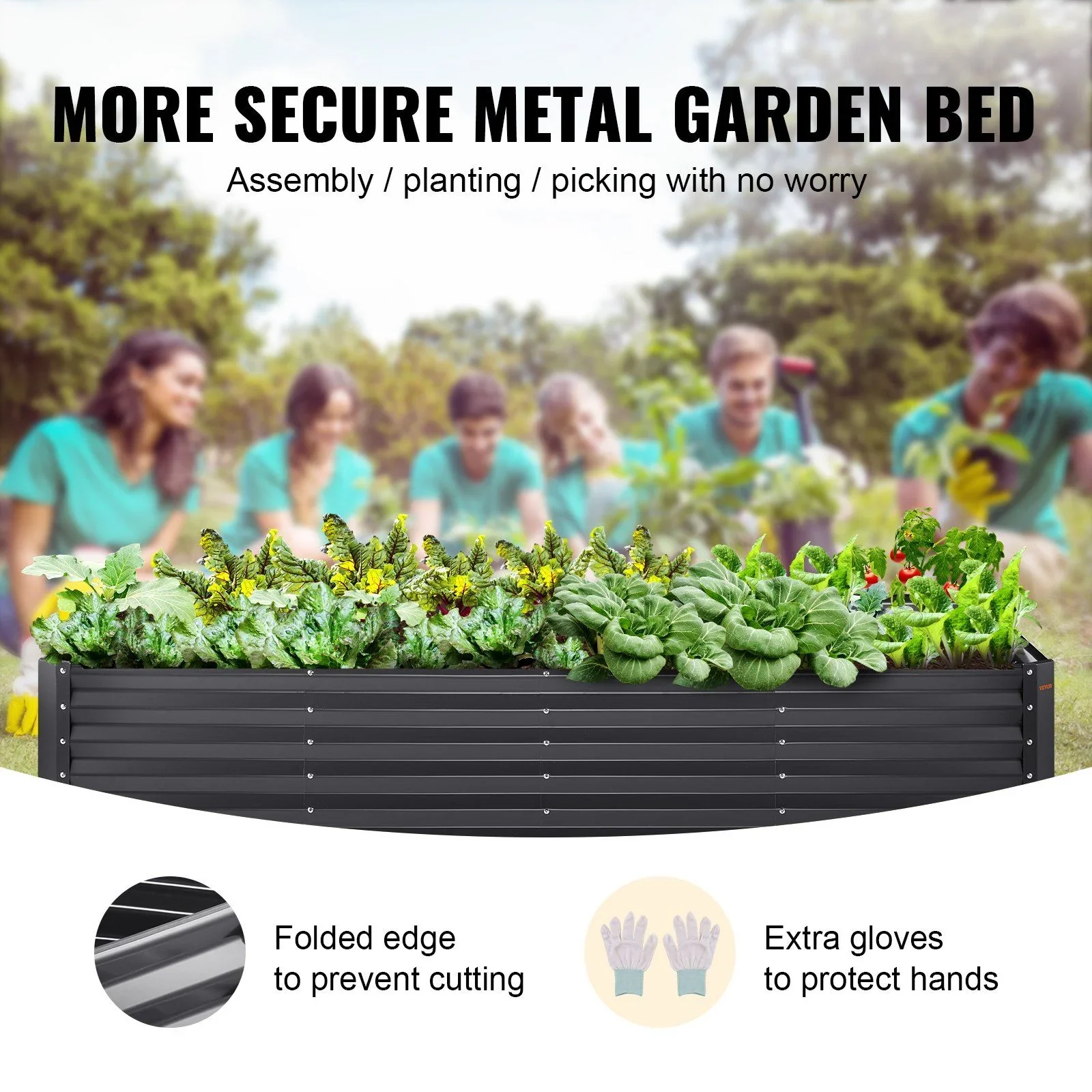 Galvanized Raised Garden Bed Planter Box 94.5x47.2x23.6 Flower Vegetable