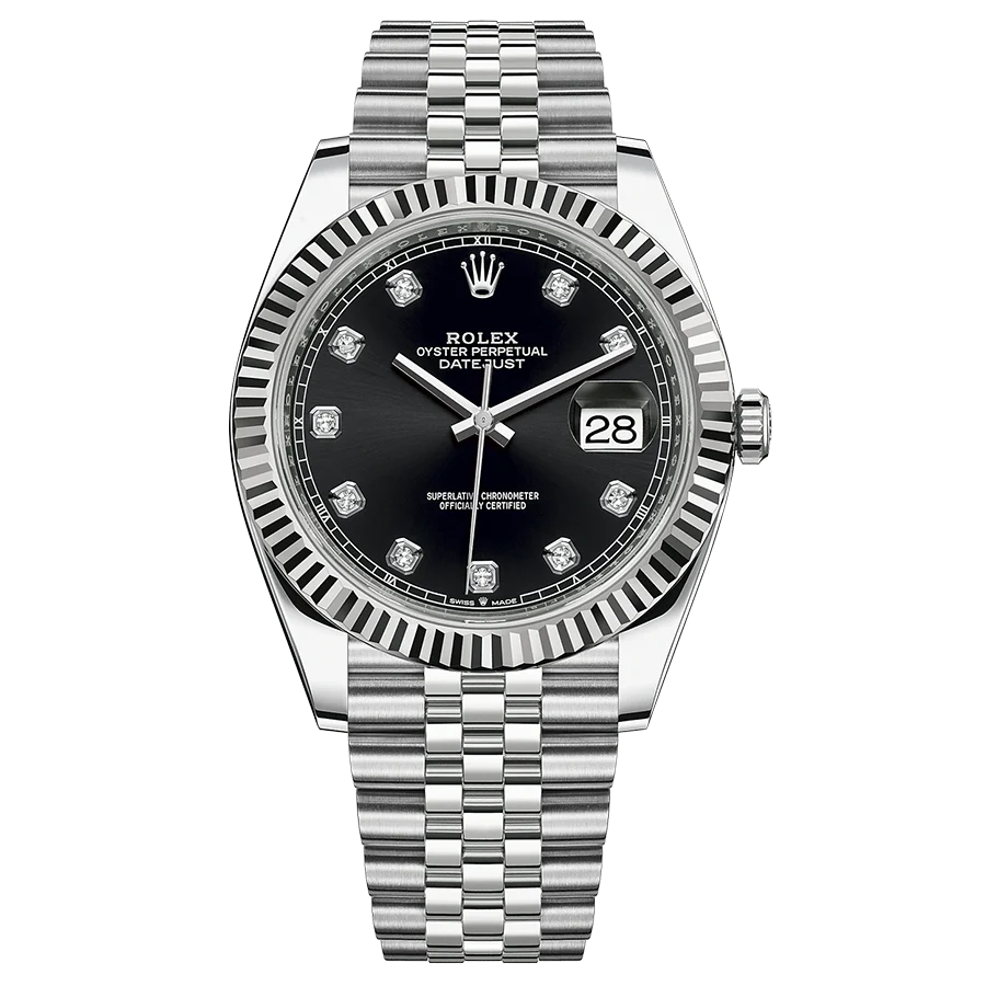 Rolex Datejust 41mm Black Diamond Dial Fluted Bezel 126334