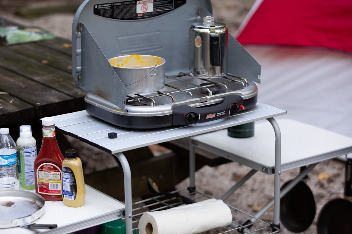 Trail Camp Kitchen Cooking Stand with Three Table Tops