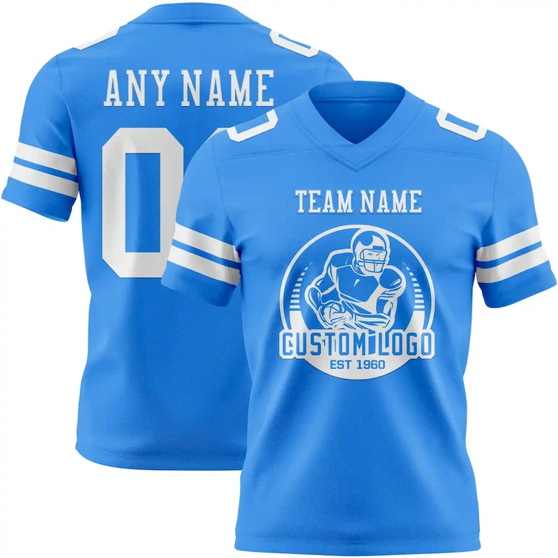 Custom Powder Blue White Mesh Authentic rugby jersey
