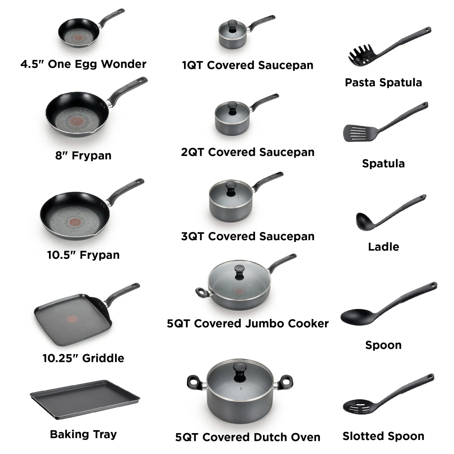 Easy Care, 20 Piece Non-Stick Pots and Pans Cookware Set, Grey(Gray) - Image 2