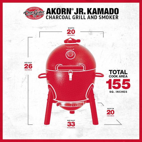 Akorn Jr 14 in Portable Kamado Charcoal Grill in Red Image 3