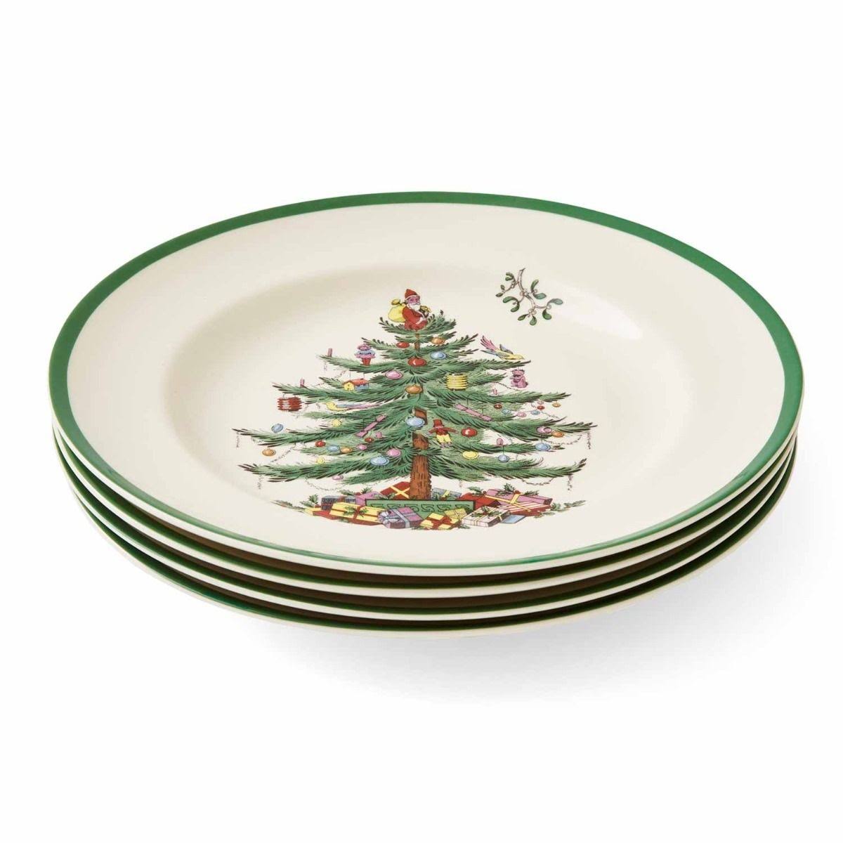Spode Christmas Tree Dinner Plates Set of 4