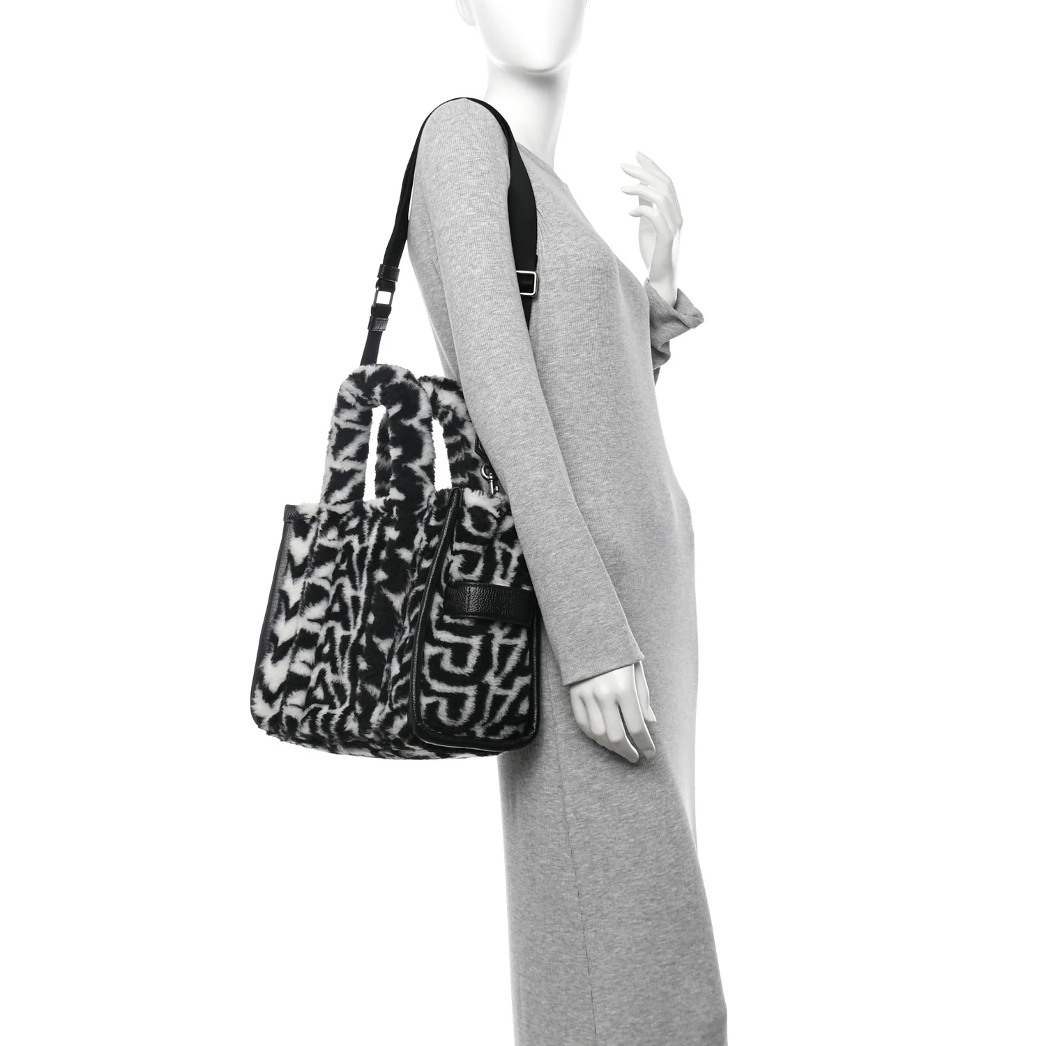 Polyester Cotton Oversized Monogram Medium Traveler Tote Bag Black Ivory