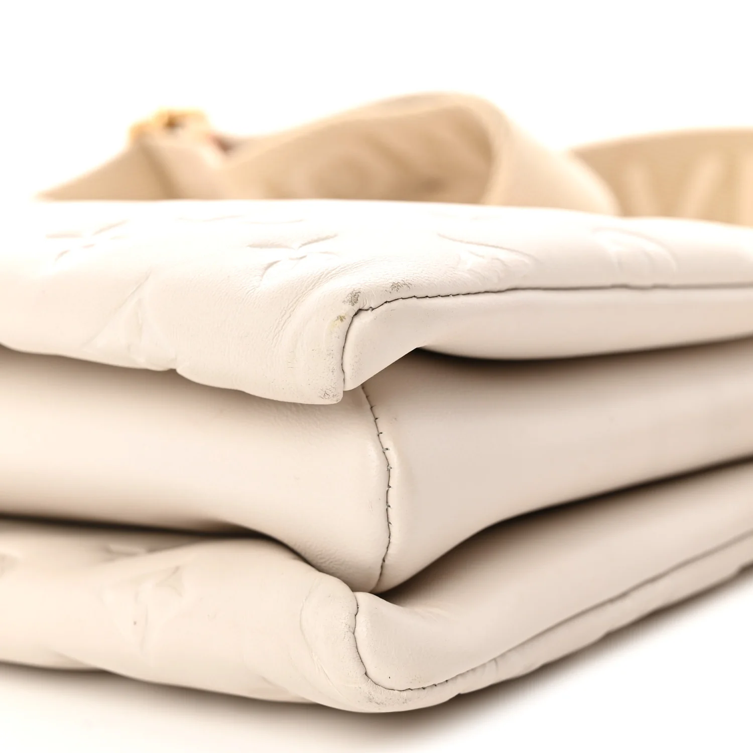 Lambskin Embossed Monogram Coussin PM Beige Cream