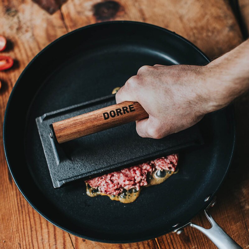 Griffin grillpresse med trehåndtak 20 cm støpejern